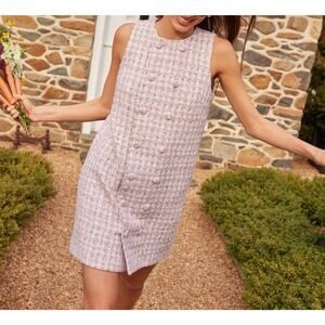 Pomander Place Tuckernuck Tweed Bianca Dress Pink Peony Career Preppy Size Large
